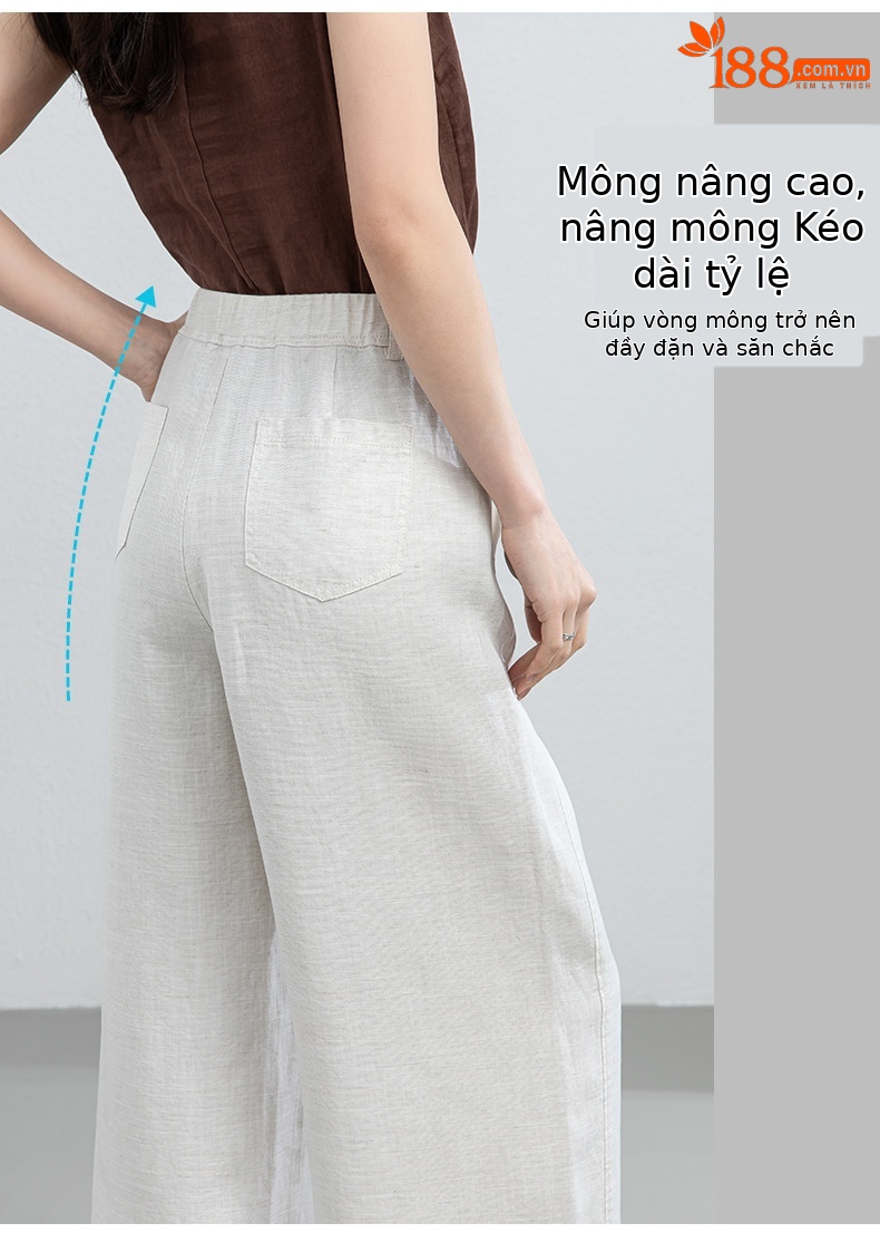Quần culottes nữ ống rộng dáng suông chất liệu linen phối tencel mùa hè — Màu sắc chi tiết 15