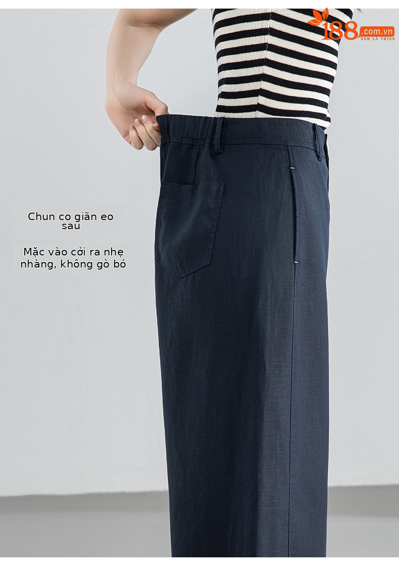Quần culottes nữ ống rộng dáng suông chất liệu linen phối tencel mùa hè — Màu sắc chi tiết 16