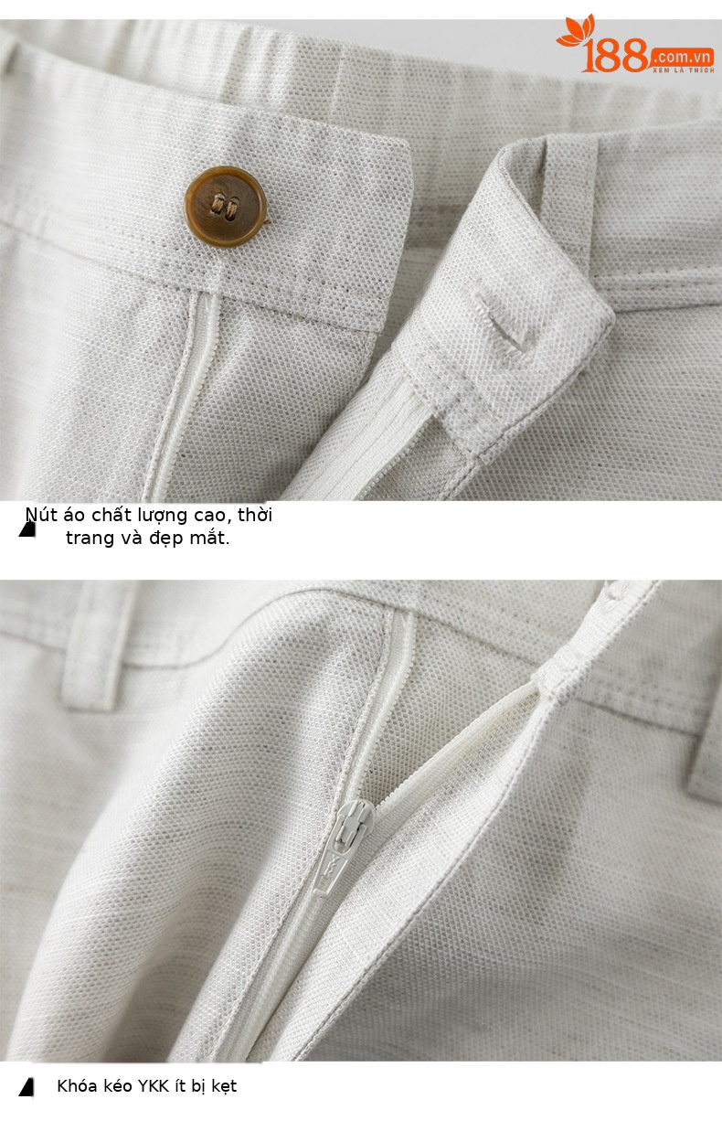 Quần culottes nữ ống rộng dáng suông chất liệu linen phối tencel mùa hè — Màu sắc chi tiết 18