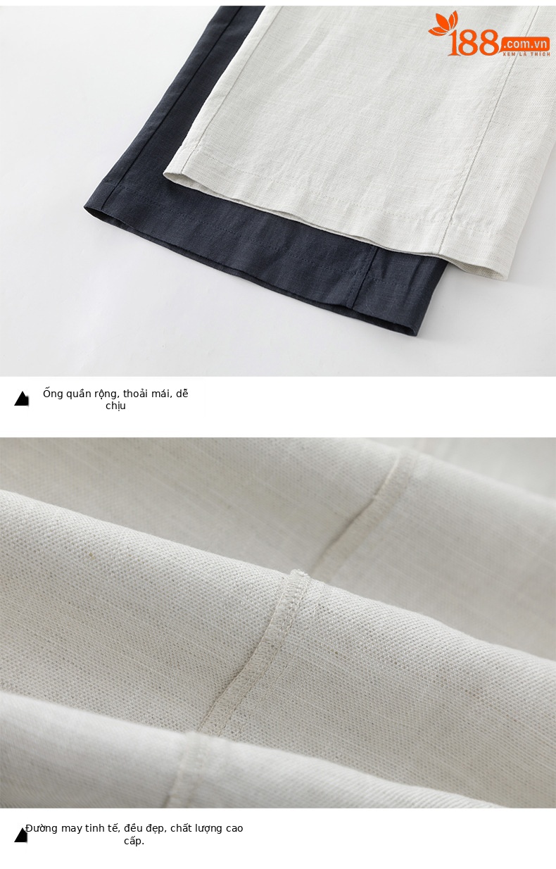 Quần culottes nữ ống rộng dáng suông chất liệu linen phối tencel mùa hè — Màu sắc chi tiết 20