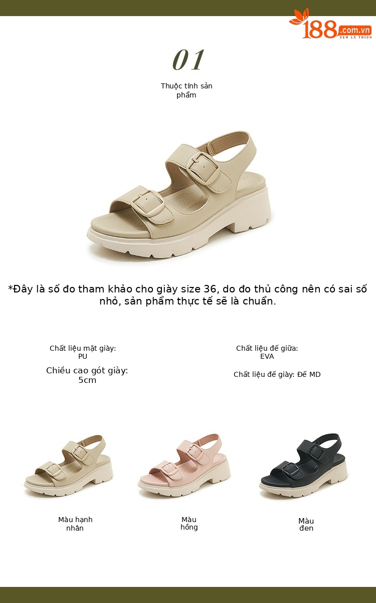 Sandal nữ quai ngang khóa kim loại đế xuồng cao gót 9 cm — màu đen, màu hồng, màu mơ chi tiết 2