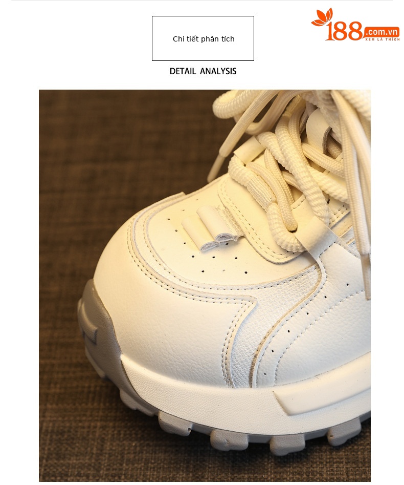 Giày sneaker nữ đế dày tăng chiều cao phong cách dad sneaker — màu trắng chi tiết 7