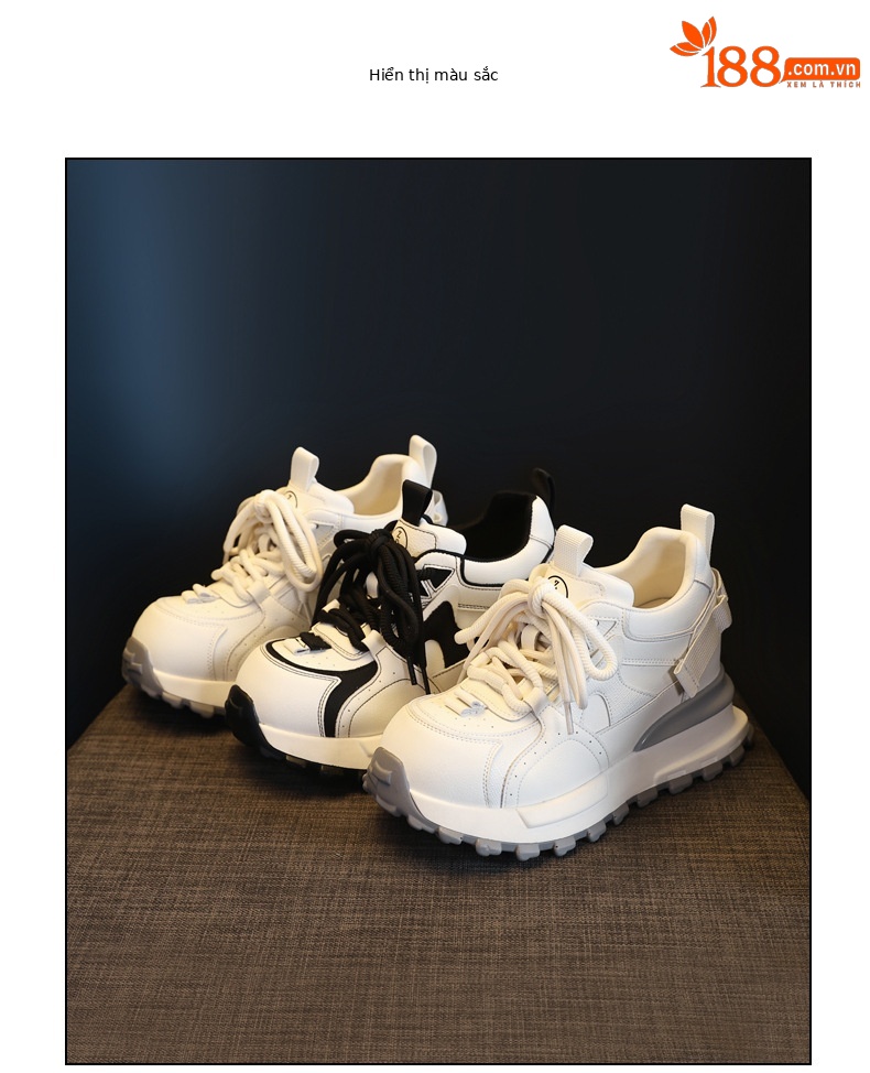 Giày sneaker nữ đế dày tăng chiều cao phong cách dad sneaker — màu trắng chi tiết 18