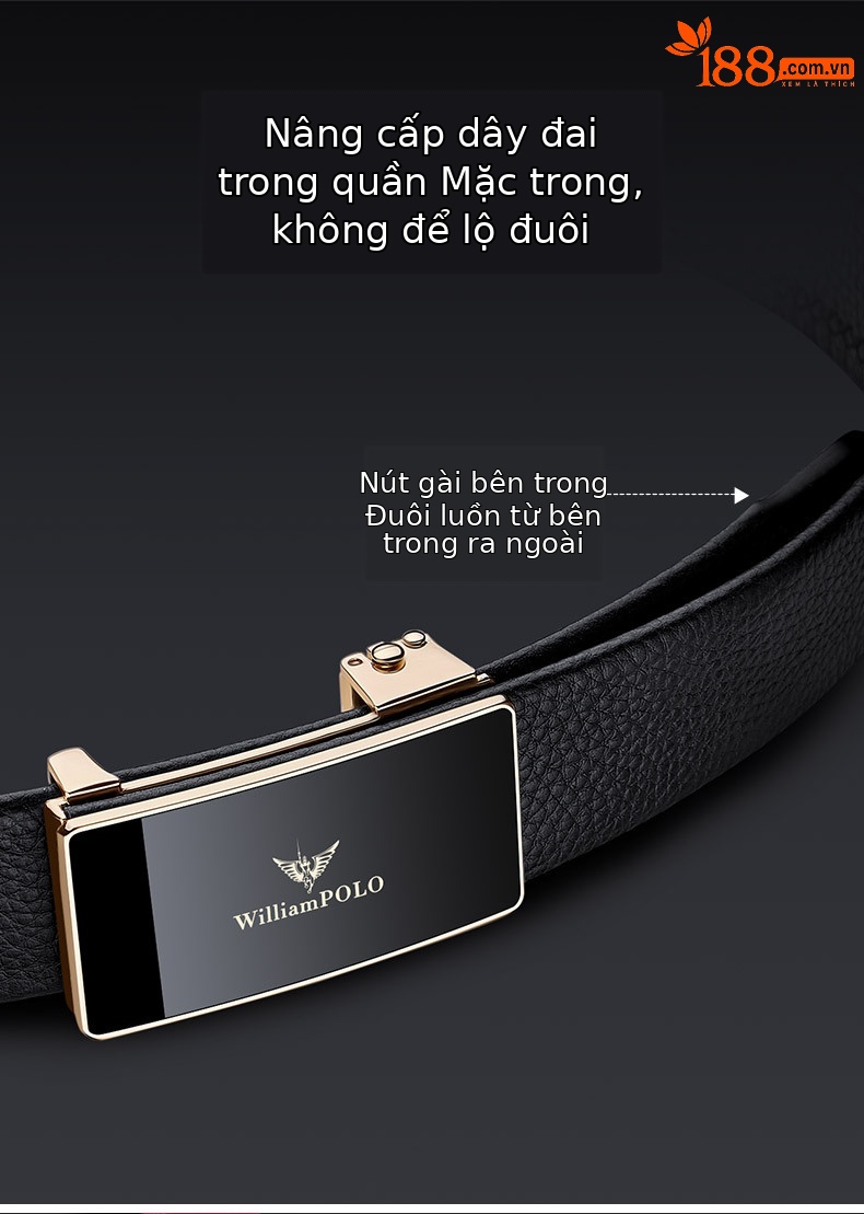 Thắt lưng da bò nam tự động khóa kim cao cấp Hoàng đế Paul — 120cm, 130cm, 110cm, 125cm chi tiết 8