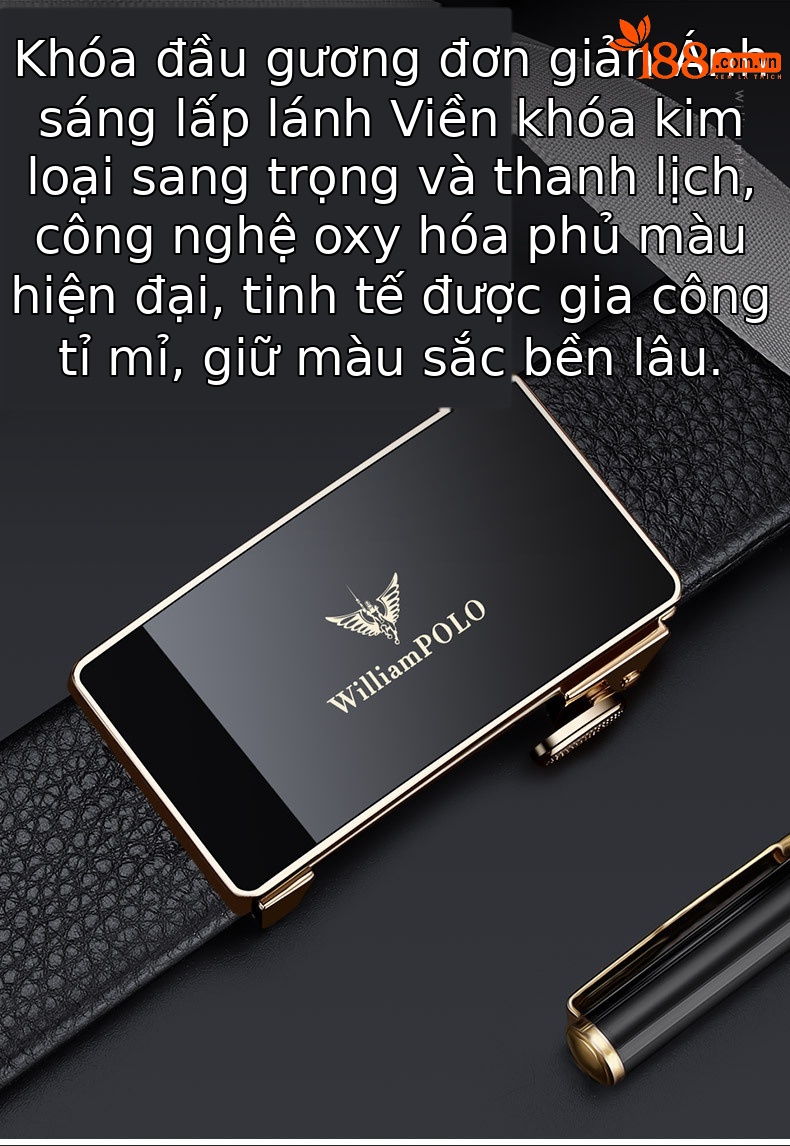 Thắt lưng da bò nam tự động khóa kim cao cấp Hoàng đế Paul — 120cm, 130cm, 110cm, 125cm chi tiết 10