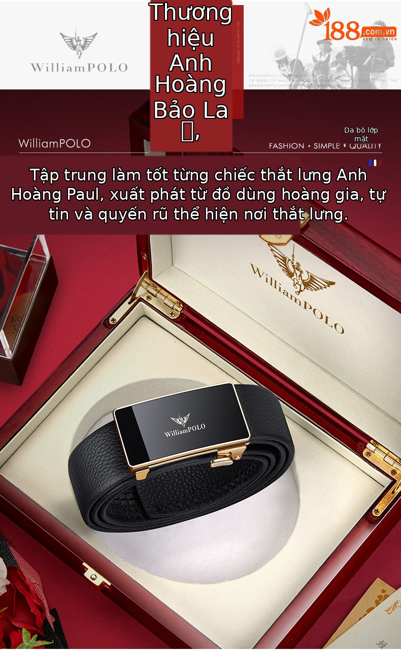 Thắt lưng da bò nam tự động khóa kim cao cấp Hoàng đế Paul — 120cm, 130cm, 110cm, 125cm chi tiết 1