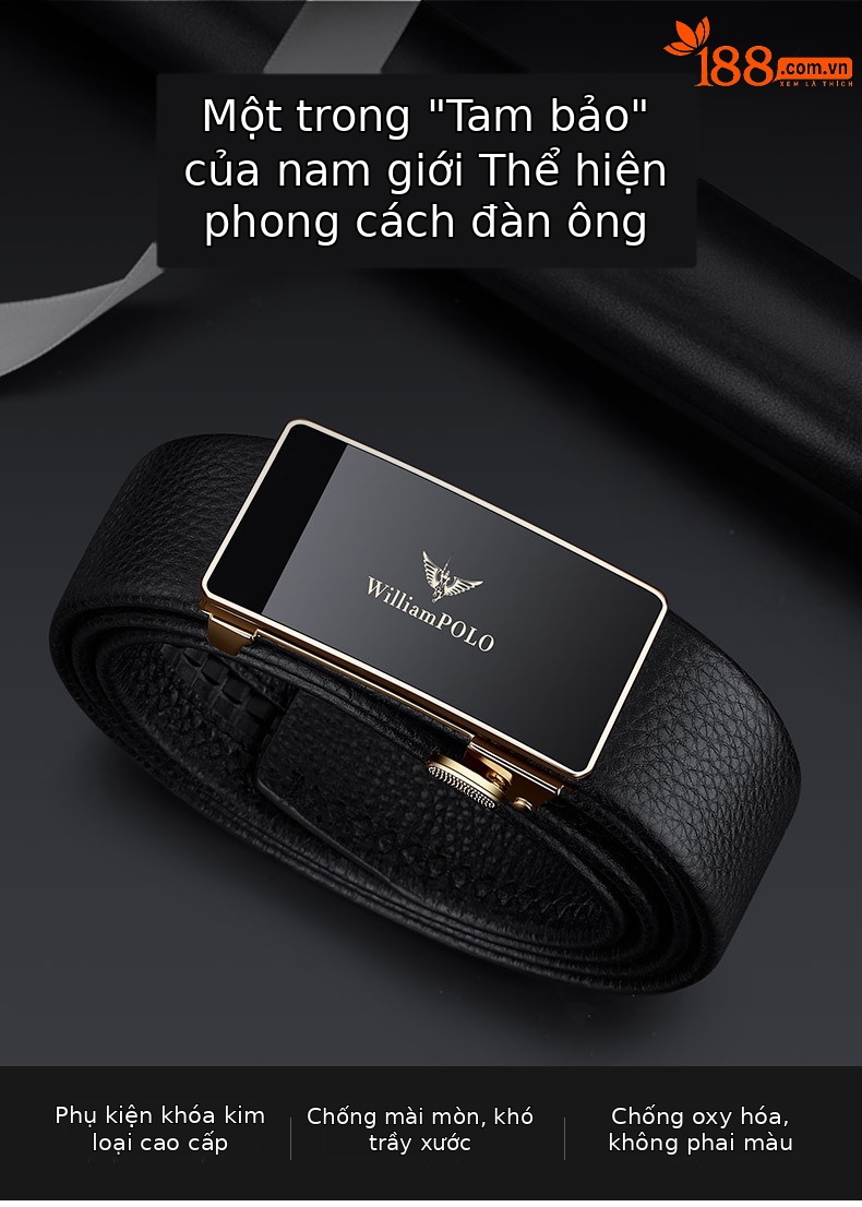 Thắt lưng da bò nam tự động khóa kim cao cấp Hoàng đế Paul — 120cm, 130cm, 110cm, 125cm chi tiết 7