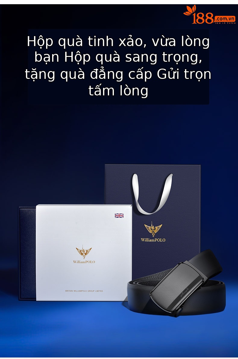 Thắt lưng da bò nam cao cấp khóa tự động Hoàng đế Paul — 120cm, 130cm, 110cm, 125cm chi tiết 3