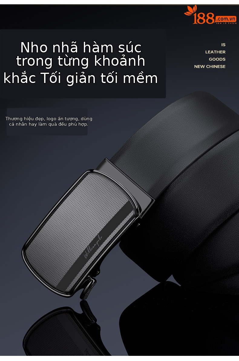 Thắt lưng da bò nam cao cấp khóa tự động Hoàng đế Paul — 120cm, 130cm, 110cm, 125cm chi tiết 7
