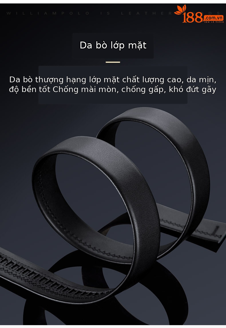 Thắt lưng da bò nam cao cấp khóa tự động Hoàng đế Paul — 120cm, 130cm, 110cm, 125cm chi tiết 8