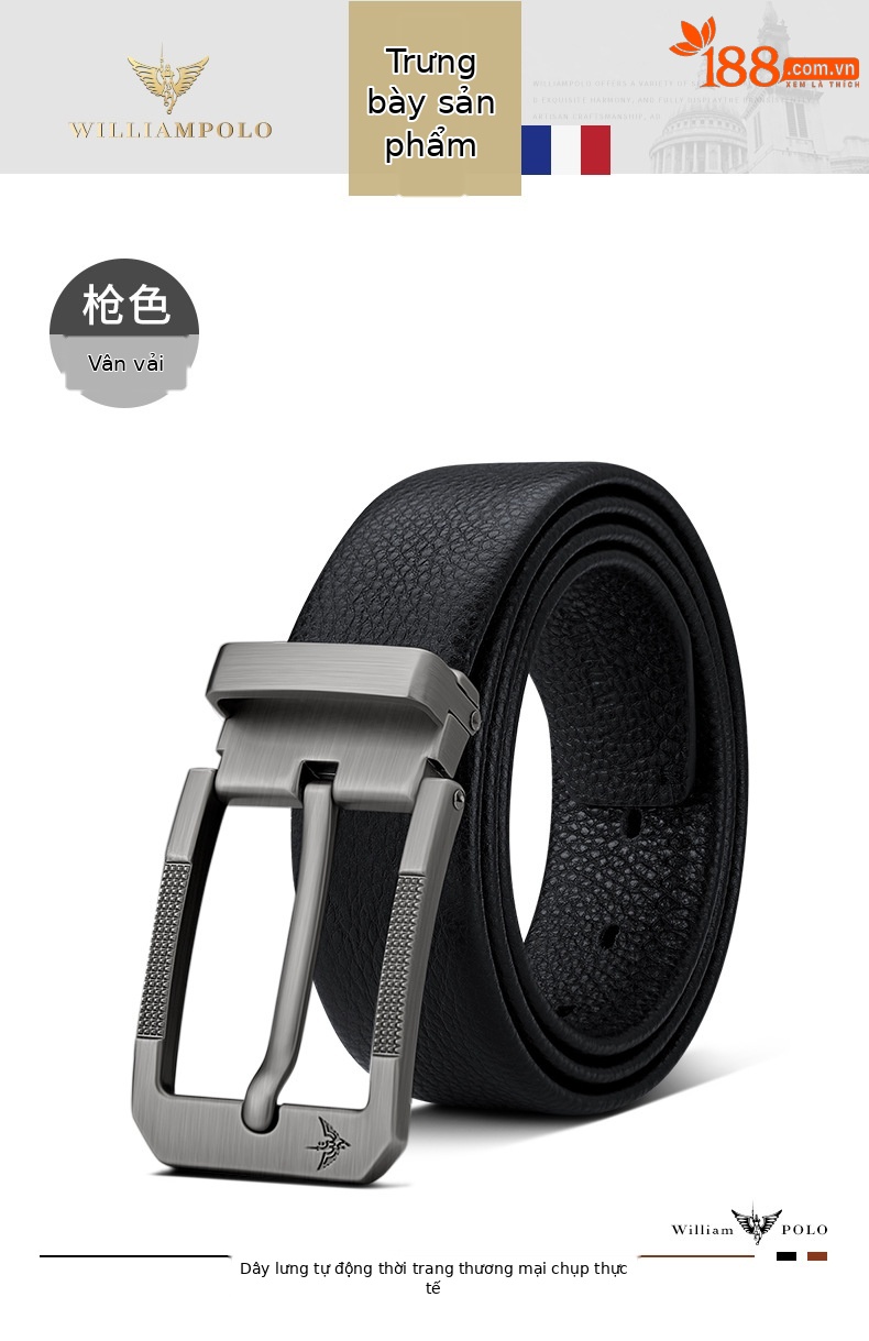 Thắt lưng da bò thật nam cao cấp khóa kim Hoàng đế Paul — 120cm, 130cm, 110cm, 125cm chi tiết 9