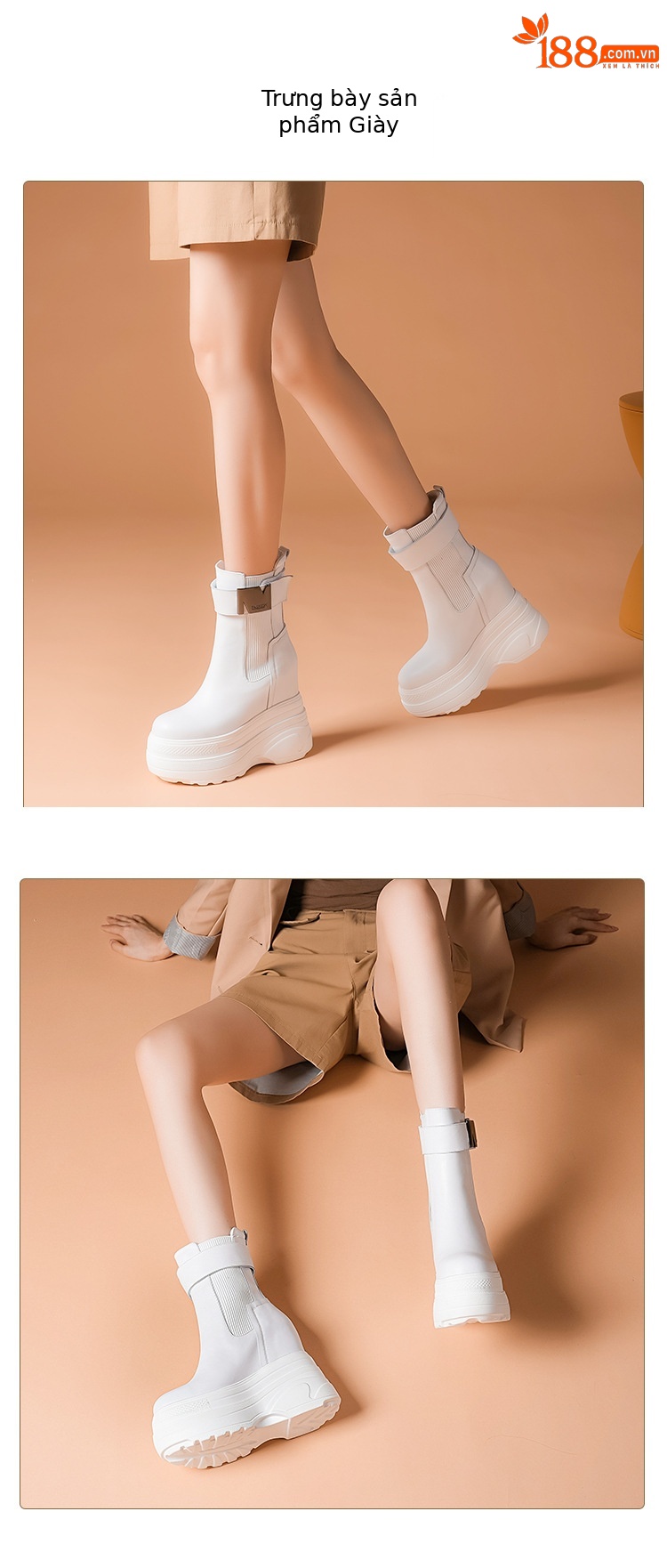 Boot nữ cổ thấp đế xuồng cao 14 cm khóa kéo phong cách casual — Lót nhung đen chi tiết 1