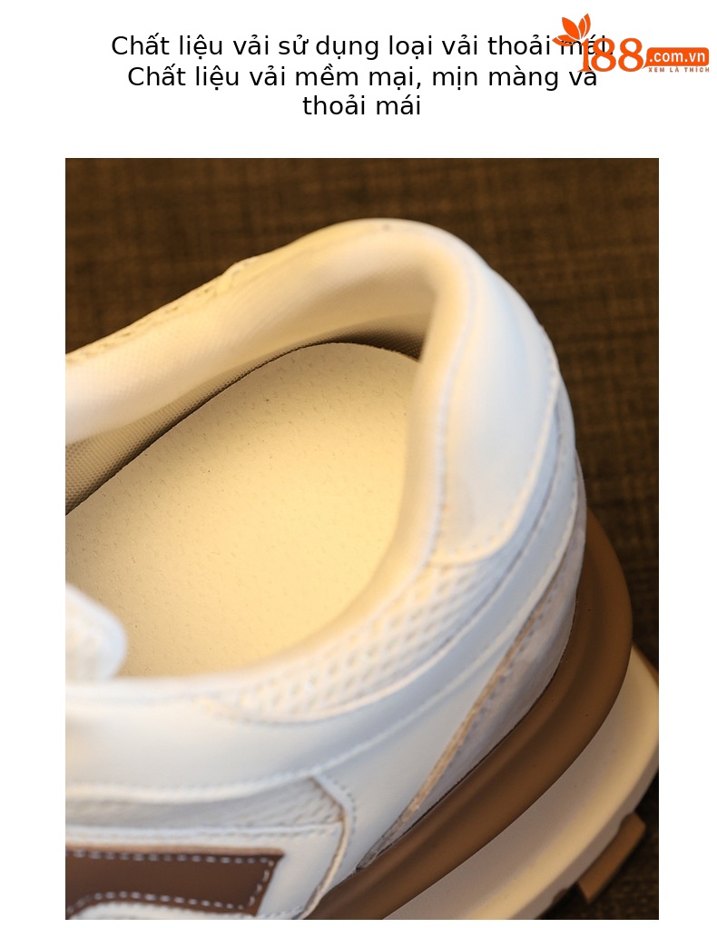 Giày sneaker nữ đế dày lưới thoáng khí phong cách daddy — màu be chi tiết 7