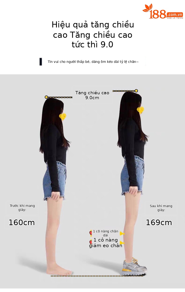 Giày sneaker nữ chunky đế dày lưới phối đá rhinestone — màu trắng chi tiết 4