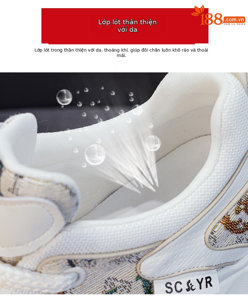 Giày sneaker nữ đế dày phong cách retro, tăng chiều cao — Be 5033, Vàng 5033 chi tiết 8
