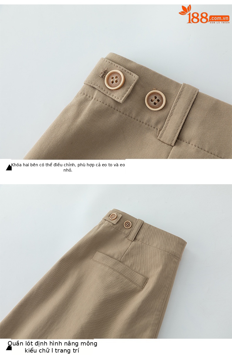 Quần culottes nữ ống rộng cạp điều chỉnh xếp ly mùa hè — màu xanh navy chi tiết 19