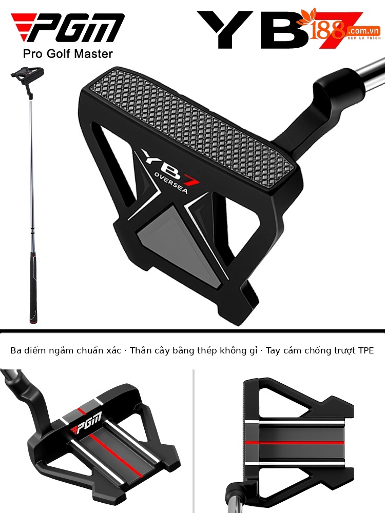 Gậy putter golf PGM ba đường ngắm, thân thép không gỉ, tay cầm TPE chống trượt — Gậy putter ngắm ba đường【Thân thép không gỉ/Tay cầm chống trượt TPE/Đường phụ trợ kéo dài, không có bao gậy】TUG096, Gậy putter ngắm ba đường TUG096 + kèm bao gậy