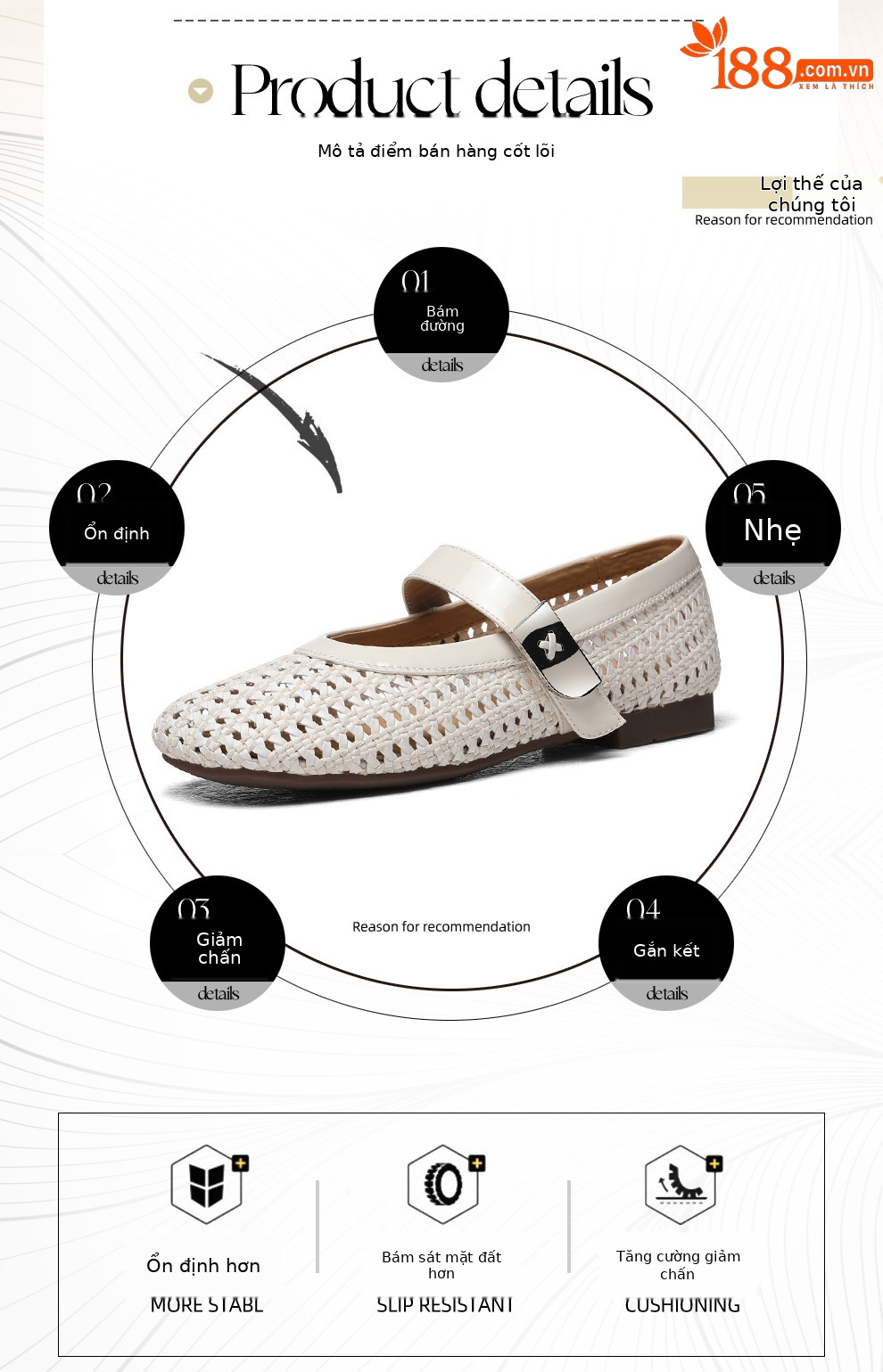 Dép sandal nữ da thật dệt rỗng mũi tròn đế bệt quai chữ V — 6057 Màu cà phê, 6057 Màu be chi tiết 2