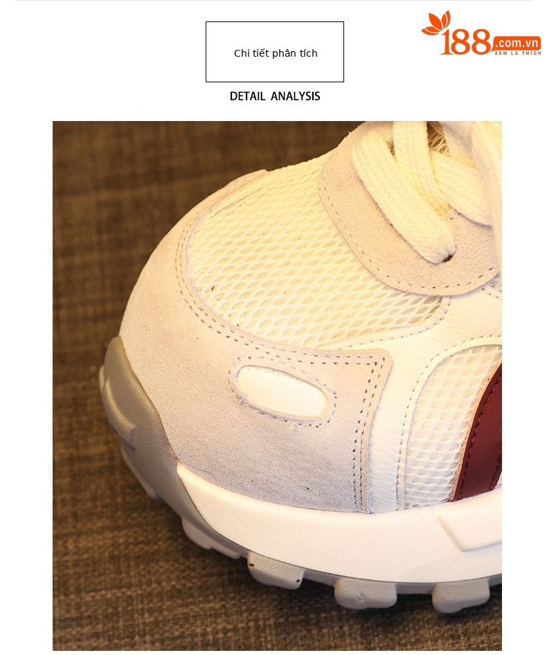 Giày sneaker nữ đế dày tăng chiều cao 9cm mặt lưới phong cách Forrest Gump — màu be chi tiết 6