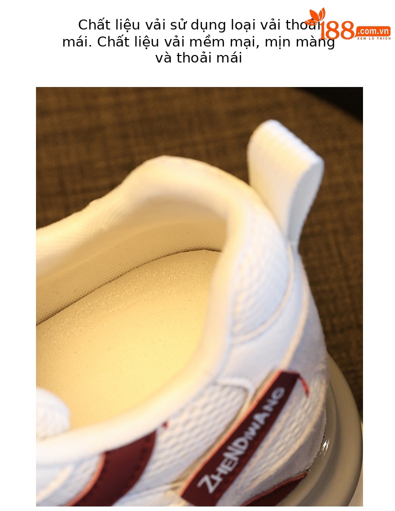 Giày sneaker nữ đế dày tăng chiều cao 9cm mặt lưới phong cách Forrest Gump — màu be chi tiết 7