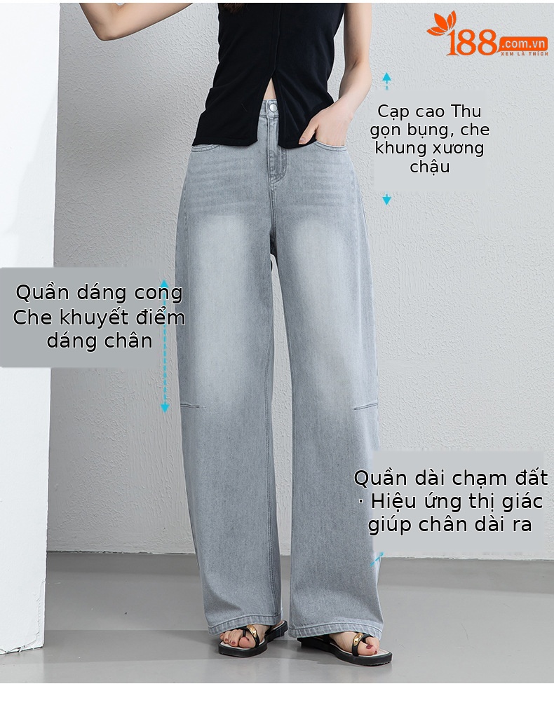 Quần culottes nữ ống rộng cạp cao dáng suông chất liệu tencel mềm mại — màu xám chi tiết 4