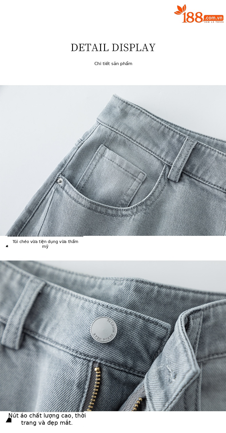 Quần culottes nữ ống rộng cạp cao dáng suông chất liệu tencel mềm mại — màu xám chi tiết 13