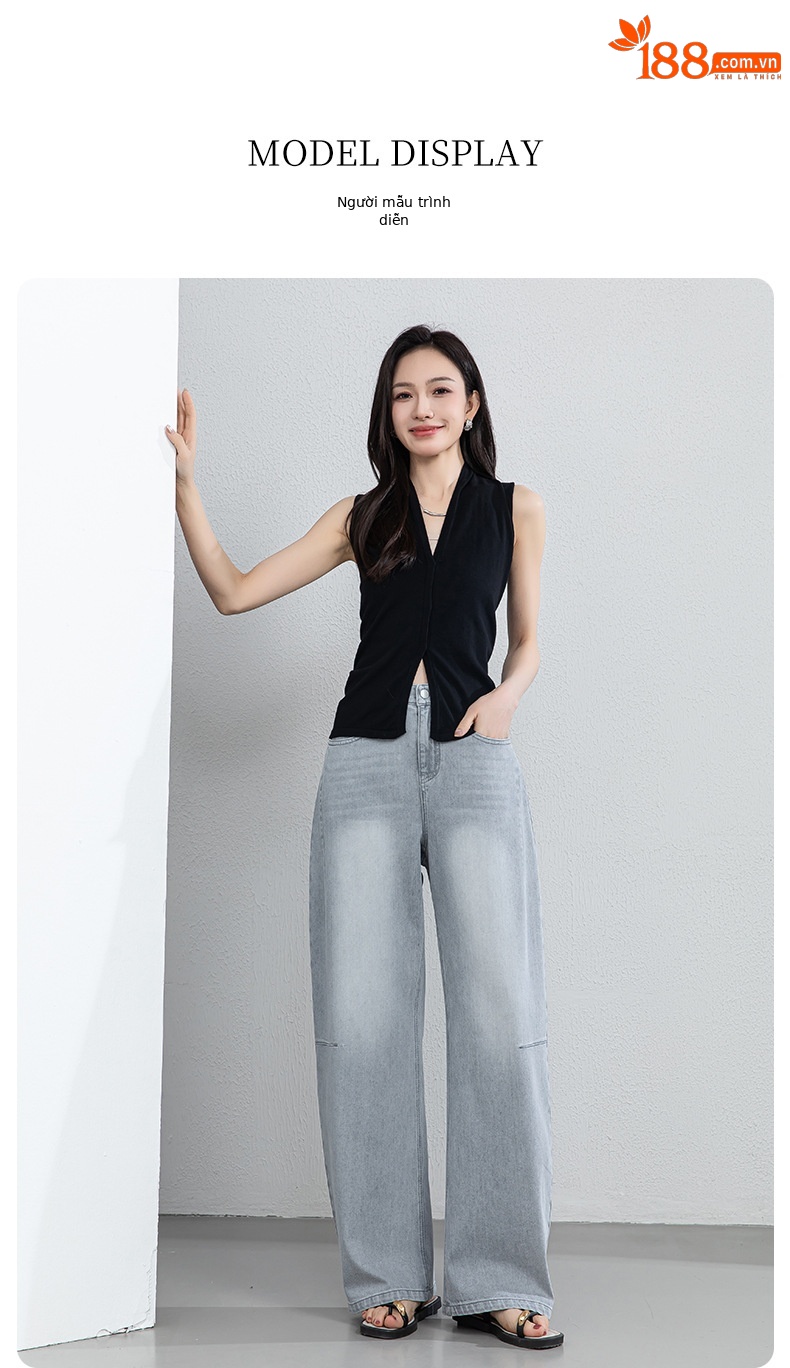 Quần culottes nữ ống rộng cạp cao dáng suông chất liệu tencel mềm mại — màu xám chi tiết 16