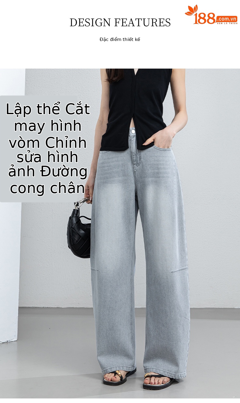 Quần culottes nữ ống rộng cạp cao dáng suông chất liệu tencel mềm mại — màu xám chi tiết 6