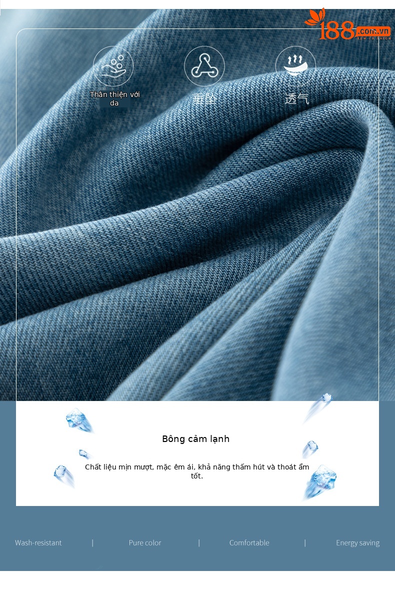 Quần jean nữ ống rộng cạp cao chất liệu tencel mềm mại, dáng suông thoải mái mùa hè — xanh lam chi tiết 3