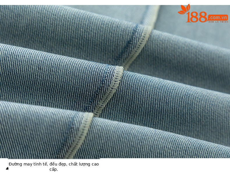Quần jean nữ ống rộng cạp cao chất liệu tencel mềm mại, dáng suông thoải mái mùa hè — xanh lam chi tiết 16