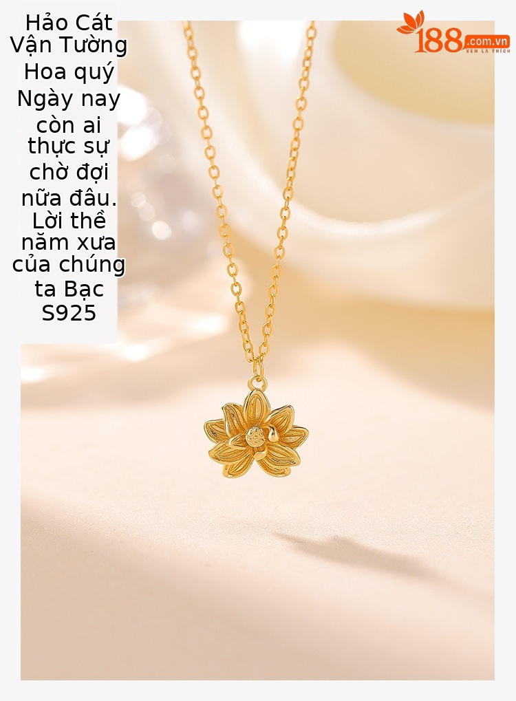 Dây chuyền bạc S925 mạ vàng mặt hoa sen phong cách Baifu — Các kiểu màu bạc chi tiết 1