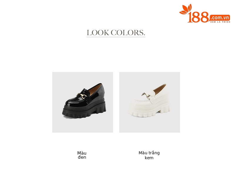 Giày loafer nữ mũi tròn đế xuồng platform tăng chiều cao, khóa kim loại — màu be, màu đen chi tiết 5