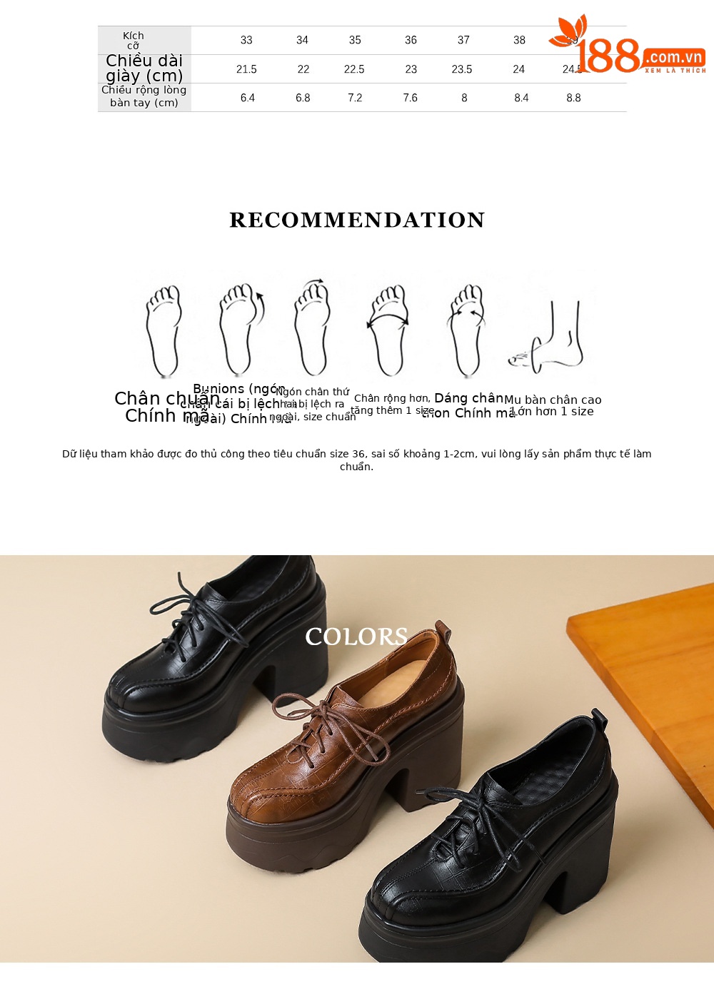 Giày loafer nữ đế xuồng cao gót 12 cm, mũi sâu buộc dây, da bò thật — màu nâu, màu đen chi tiết 4