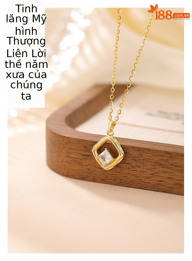 Mặt dây chuyền bạc S925 mạ vàng hình học đính đá kim cương dây chuyền xương đòn nữ — Các kiểu màu bạc chi tiết 1