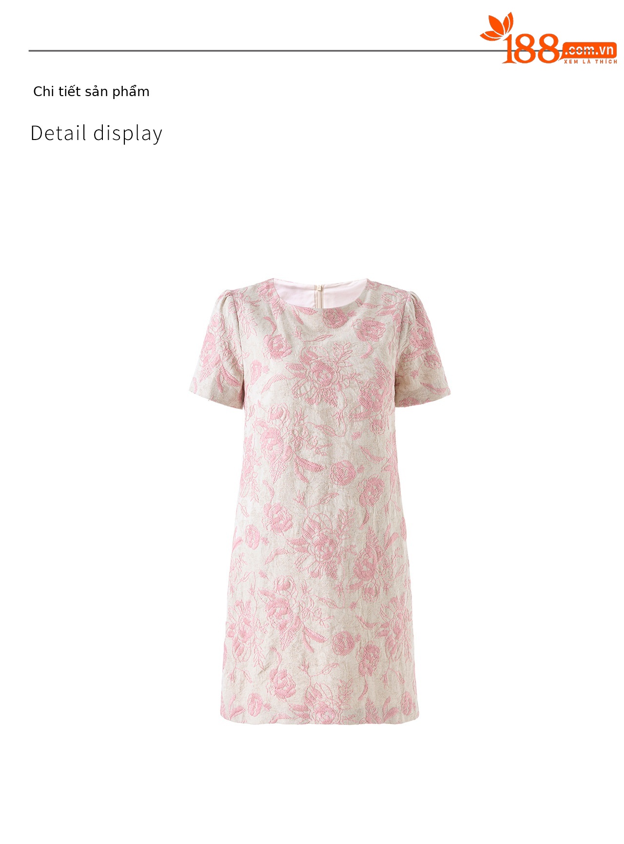 Đầm chữ A thêu jacquard tay ngắn mùa xuân hè — xanh lam chi tiết 21