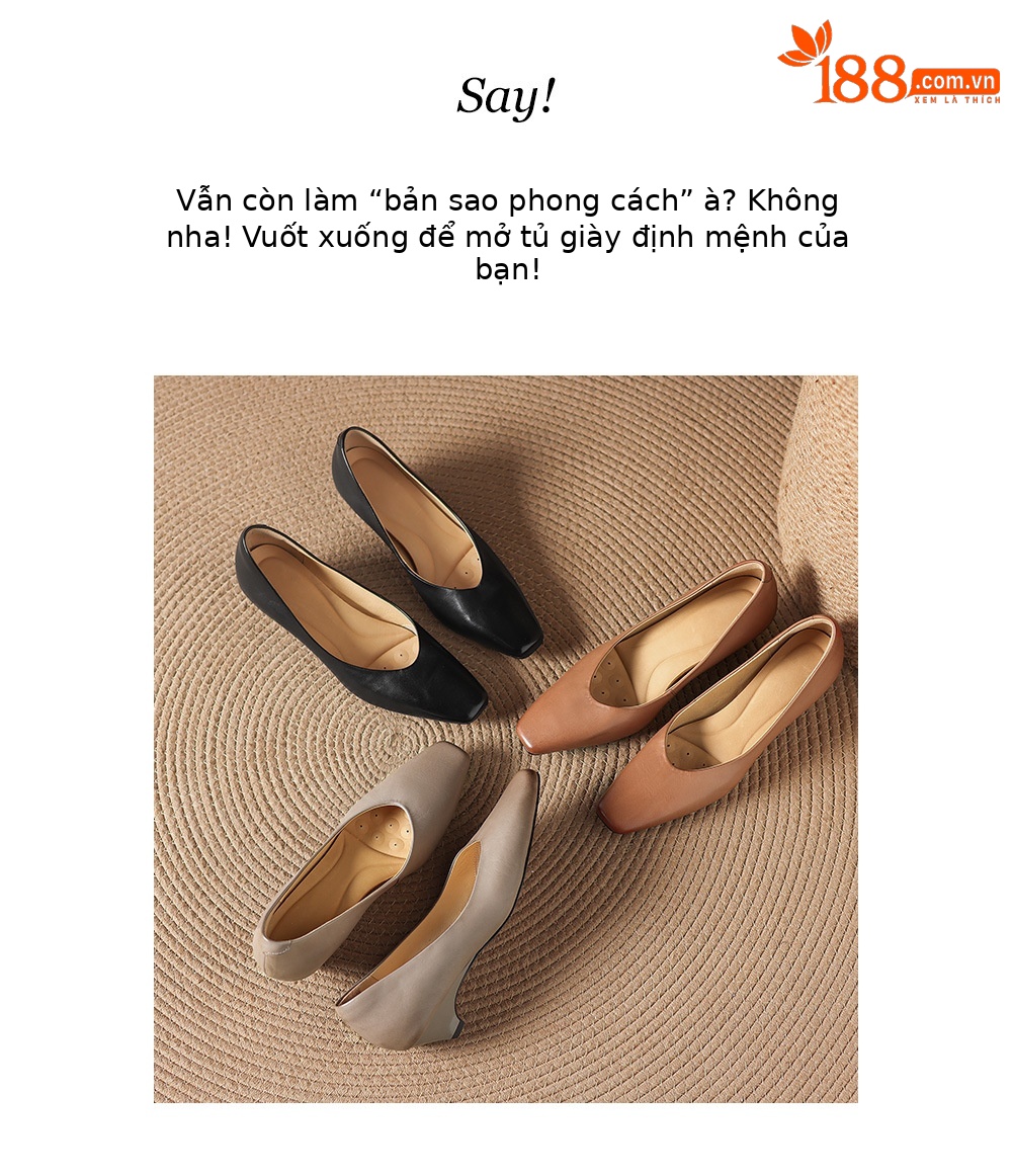 Giày cao gót nữ mũi tròn bít da bò gót 3.5 cm phong cách Hàn Quốc — đen chi tiết 4