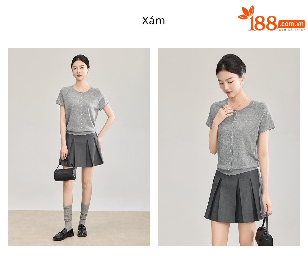 Áo cardigan len nhỏ tay ngắn dáng rộng phong cách lười biếng — màu xanh navy chi tiết 18