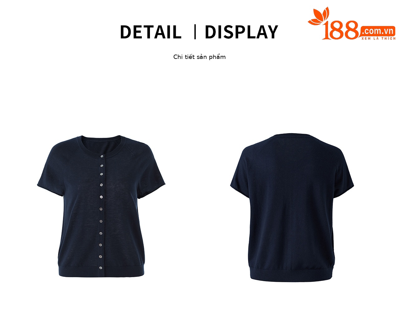 Áo cardigan len nhỏ tay ngắn dáng rộng phong cách lười biếng — màu xanh navy chi tiết 28