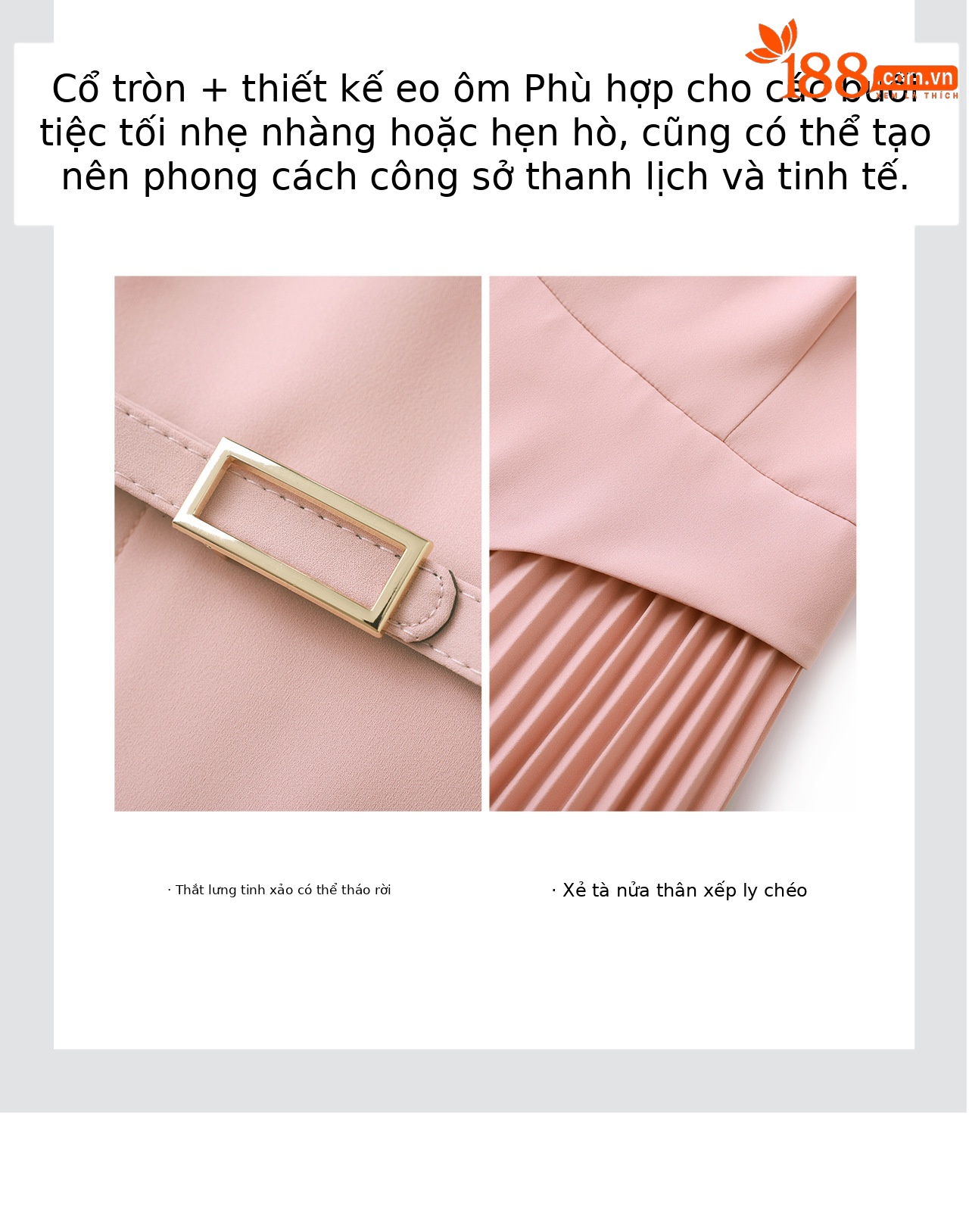 Đầm suông nữ tay ngắn xếp ly chéo eo thon phong cách công sở — màu đen chi tiết 9