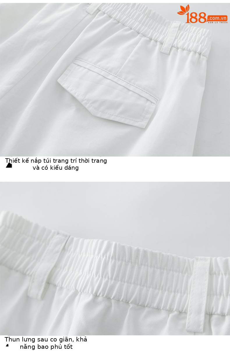 Quần culottes nữ ống rộng cạp cao dáng suông — màu trắng chi tiết 18