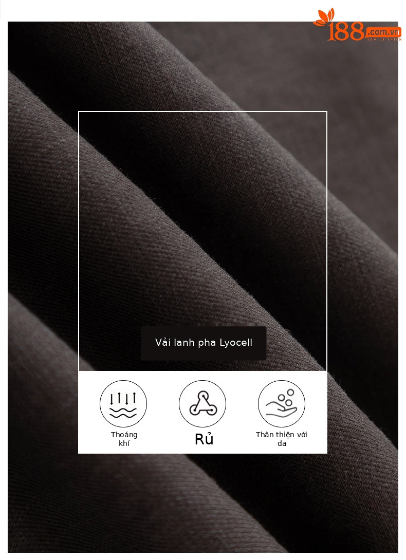 Chân váy chữ A dáng dài nữ chất liệu linen phối sợi tencel, thiết kế che khuyết điểm eo hông — màu xanh navy chi tiết 3