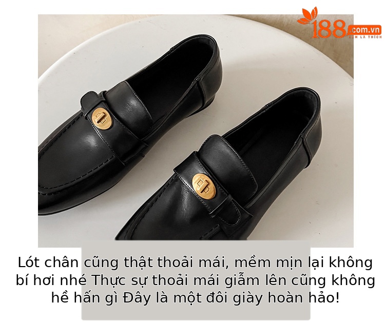 Giày loafer nữ da bò mũi sâu gót vuông thấp phong cách Anh Quốc — màu nâu chi tiết 7