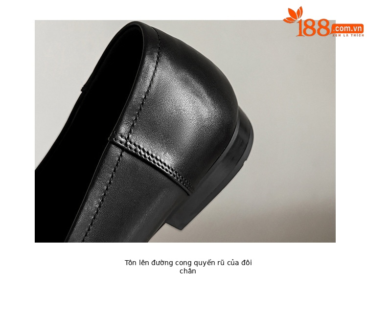 Giày loafer nữ da bò mũi sâu gót vuông thấp phong cách Anh Quốc — màu nâu chi tiết 8