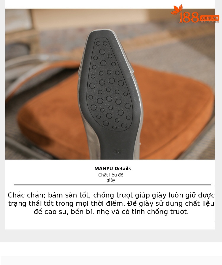 Giày cao gót nữ mũi vuông gót thô 9 cm phong cách Pháp màu bạc — màu trắng ngà chi tiết 6