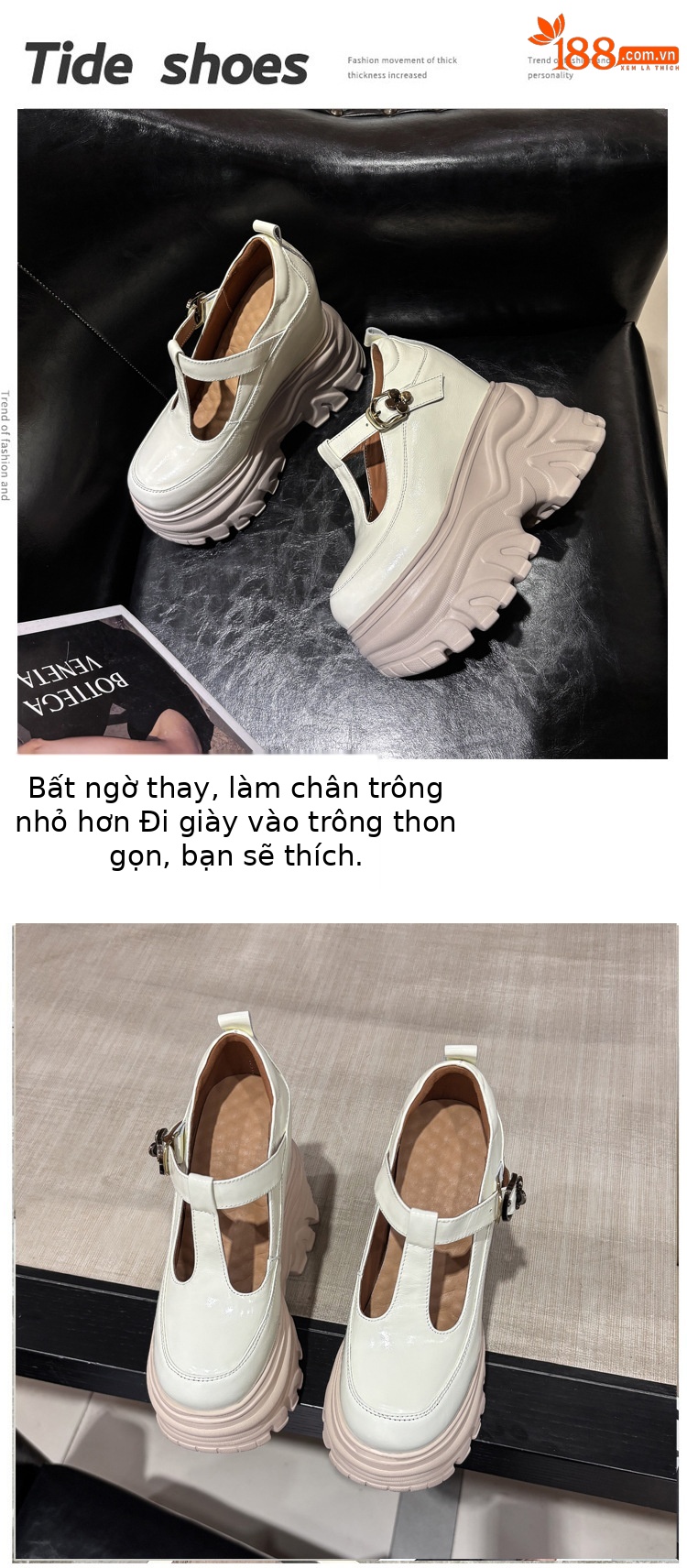 Giày cao gót nữ đế xuồng platform gót vuông kiểu Pháp, gót 14 cm — màu đen chi tiết 2