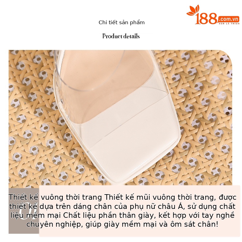 Sandal cao gót nữ mũi vuông quai một dây, gót nhọn 11 cm, đế platform trong suốt — Bạc-11cm chi tiết 4
