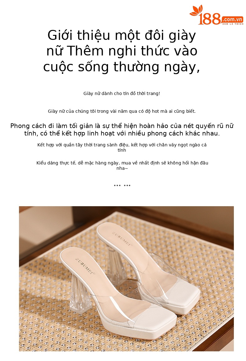 Sandal cao gót nữ mũi vuông quai một dây, gót nhọn 11 cm, đế platform trong suốt — Bạc-11cm chi tiết 2