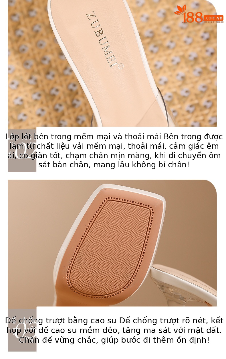 Sandal cao gót nữ mũi vuông quai một dây, gót nhọn 11 cm, đế platform trong suốt — Bạc-11cm chi tiết 5
