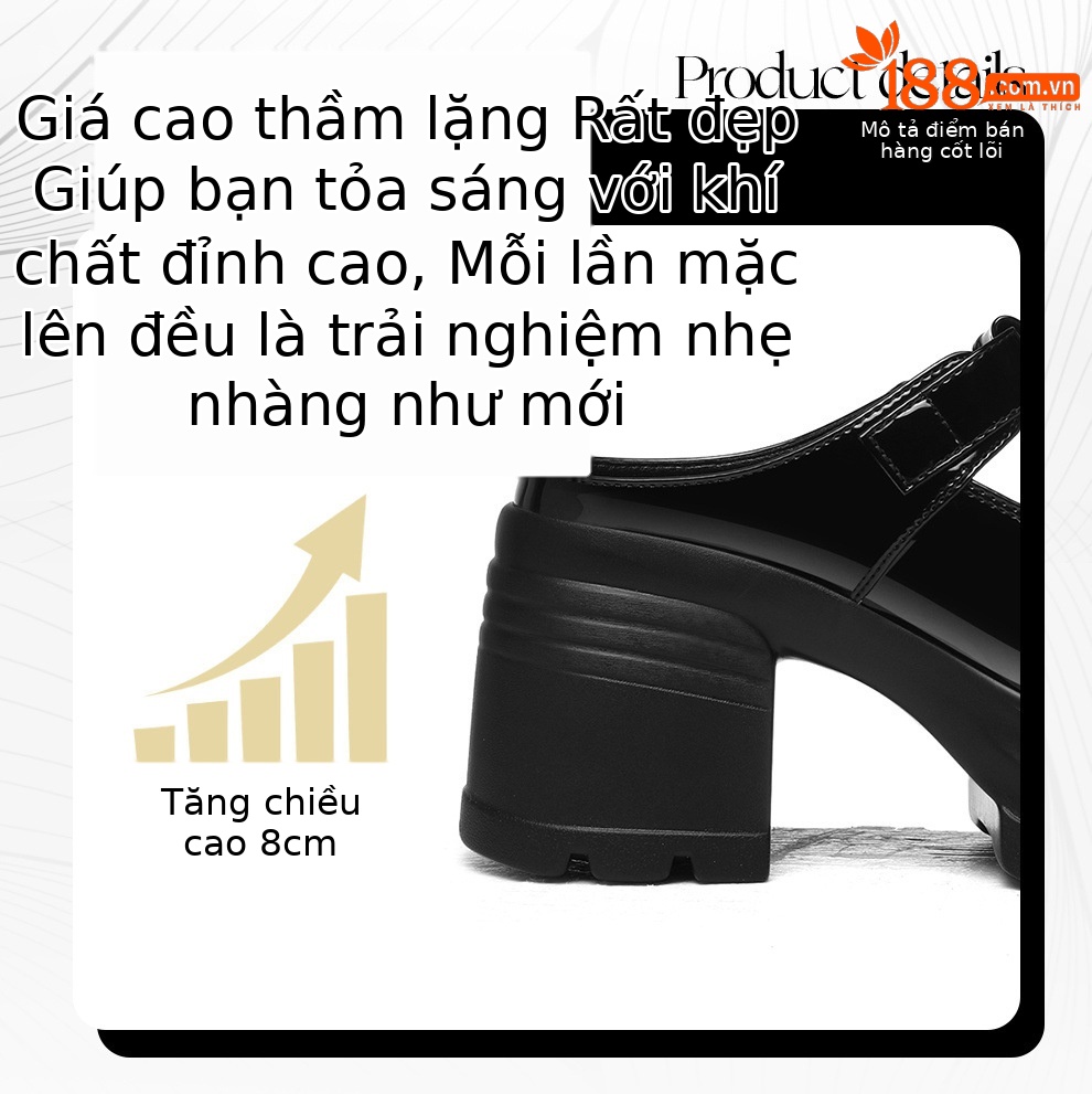 Sandal nữ tăng chiều cao đế dày 8 cm, mũi kín hở gót, thoáng khí, phong cách khí chất — 6069 Da đen, 6069 Màu be chi tiết 3
