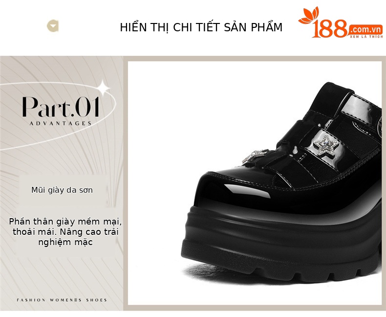 Sandal nữ tăng chiều cao đế dày 8 cm, mũi kín hở gót, thoáng khí, phong cách khí chất — 6069 Da đen, 6069 Màu be chi tiết 18